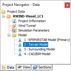 Navigateur de projet, Modèle de terrain